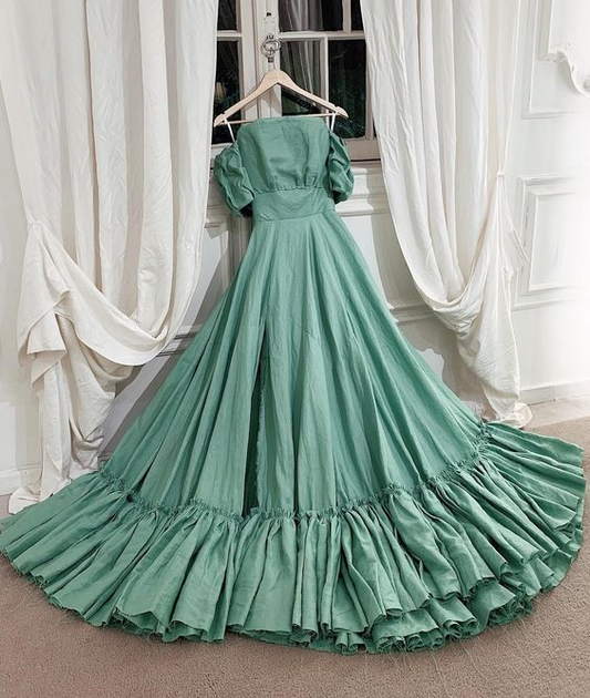 Fashion Pure Color A-line Prom Dress Party Gown Y5855