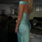 Off The Shoulder Long Party Dress Sexy Backless Satin Prom Dress  Y7938