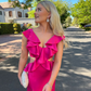 Classy Hot Pink Column Prom Dress with Split,Backless Prom Gown,Winter Formal Dress Y4370