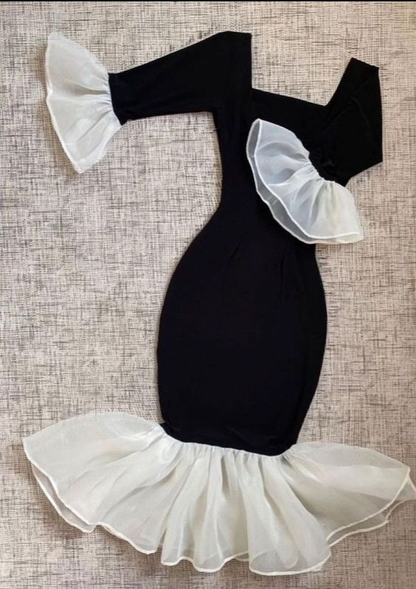 Retro Black Mermaid Square Neckline Prom Dress,Black Party Dress Y4076