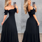 Generous Black A-line Prom Dress,Black Maxi Dress Y6241