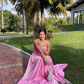 Pink Strapless A-line Prom Dress,Pink Senior Prom Gown Y6186