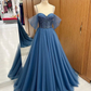 A-Line Sweetheart Neck Beading Tulle Long Prom Dress, Formal Dress Y5839