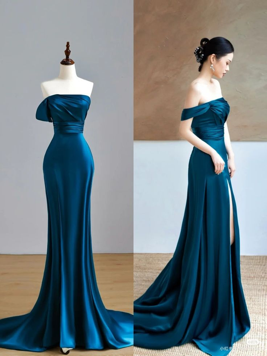 Elegant Mermaid Satin Long Prom Dress,Mermaid Evening Dress,Pageant Dress  Y4552