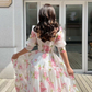 Marvelous And Outclass Floral Print Dress,Vintage A-line Long Prom Dress Y2389