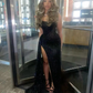 Sexy Black Lace Sequin Slit Mermaid Long Prom Dress Evening Dress Y8055