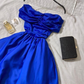 Royal Blue Strapless Satin Long Prom Dress,Royal Blue Evening Dress,Y2539