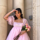 Fairy Mesh Tulle Dress for Women Puff Sleeve Mini Princess Dress Square Neck Homecoming Dress,Y2425