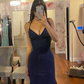 Elegant Navy Blue Mermaid Prom Dress,Navy Blue Evening Gown  Y6779