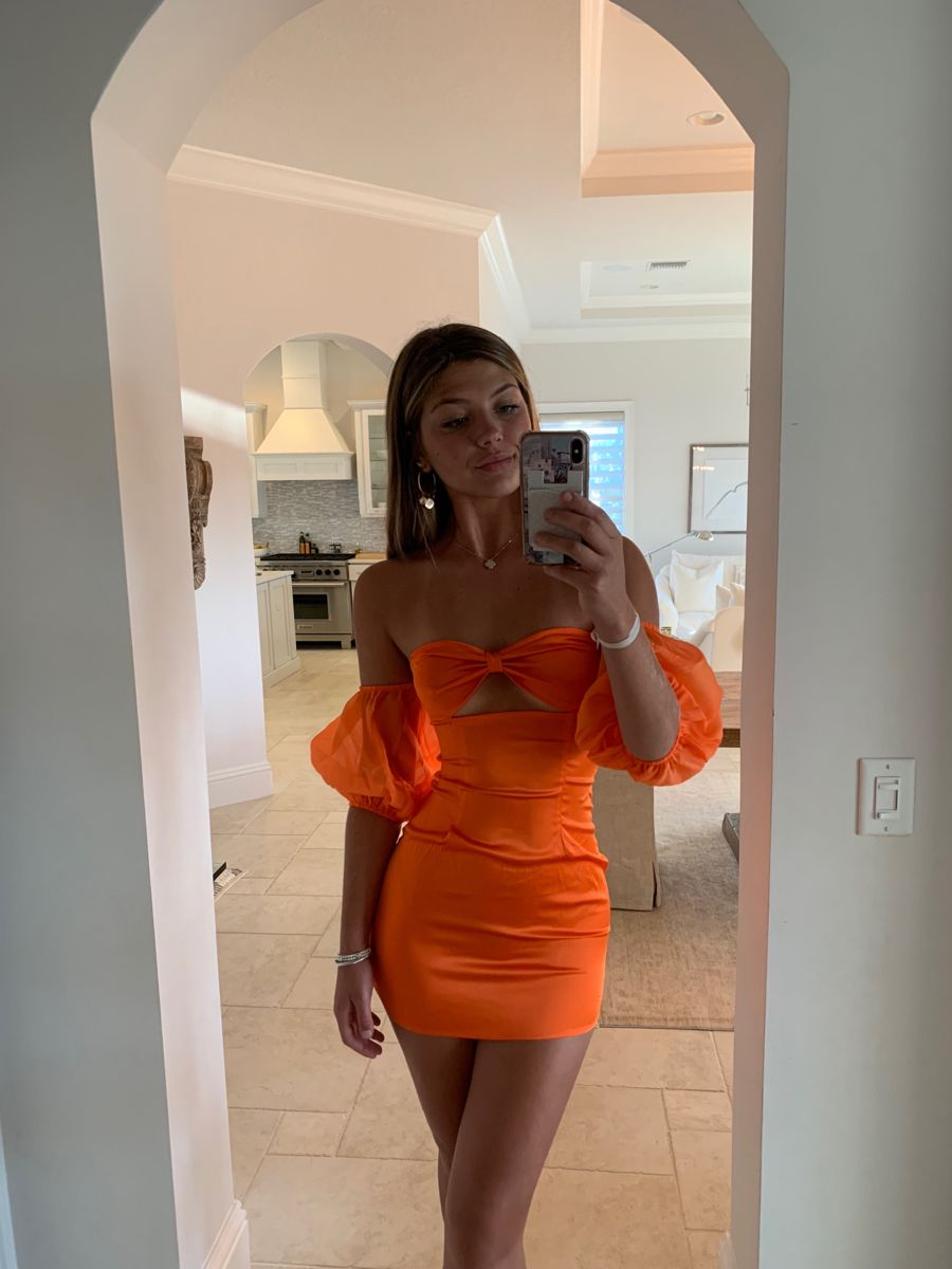 Sexy Orange Bodycon Dress,Orange Homecoming Dress  Y2993