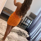 Cute Bodycon Scoop Neck Orange Lace Homecoming Dresses Y2919