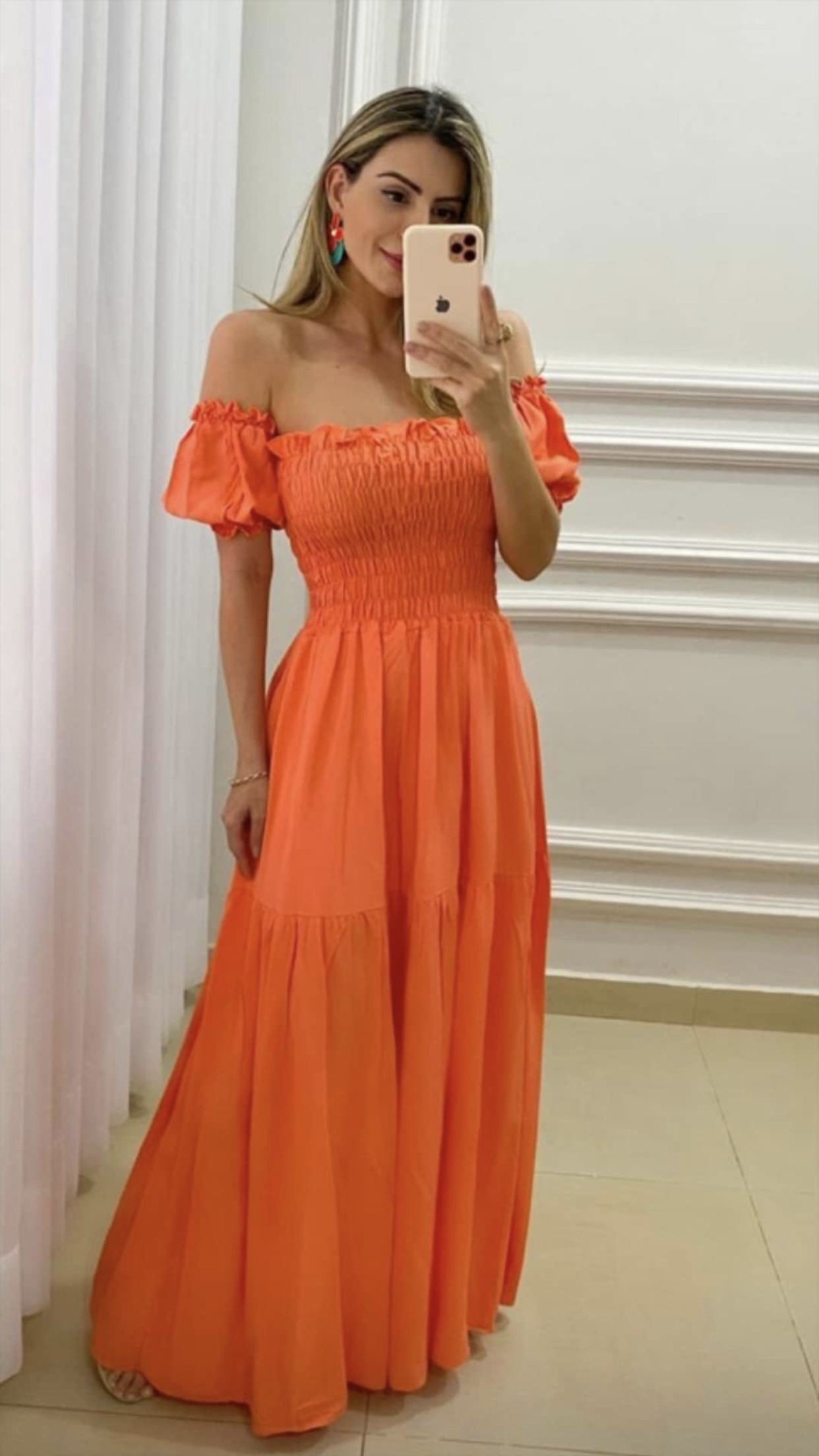 Orange Strapless A-line Prom Dress,Summer Boho Dress Y5498