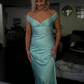 Off The Shoulder Long Party Dress Sexy Backless Satin Prom Dress  Y7938