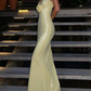 Sexy V Neck Yellow Sequins Sheath Prom Evening Dress With Flowers Y7891