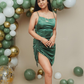 Green Spaghetti Straps Homecoming Dress,18th Birthday Party Dress Y2626