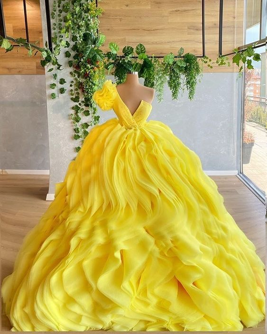Stunning Yellow Long Ball Gown Princess Dress Y5833