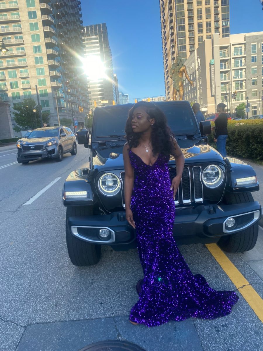 Dark Purple Sequins Prom Dress For Black Girls  Y4221
