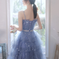 Short Puffy Blue Prom Dress,Tulle Short Blue Puffy Homecoming Dress Y2620