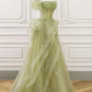 Sage Green Tulle Prom Dress,A-line Tulle Prom Gown Y2368