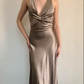 Charming V Neck Long Prom Dress,Chic Prom Gown Y7438