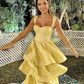 Yellow Dress Fashion Elegant Prom Dresses Vintage Princess Female Evening Party Dress Y7256