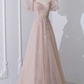 Fairy A-line Prom Dress with Puffy Sleeves,Sparkly A-line Birthday Party Dress Y4652