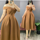 Classy Off The Shoulder A-line Satin Prom Dress Y6080