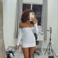 Sexy Wrap Chest Dress White Homecoming Dress Y3053