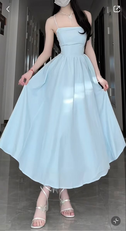 Modest A-line Blue Party Dress,Prom Dress For Junior  Y4496