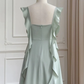 Fashion Green A Line Homecoming Dress Satin Mini Prom Dress Y7574