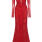 Gorgeous Lace Pleated Red Evening Dress Elegant Prom Dress Y7694