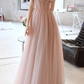 Pink Tulle Beaded Princess Prom Dress Off The Shoulder Ball Gown Evening Dress Y7584