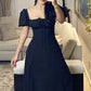 Retro A-line Long Prom Dress with Puff Sleeves Y2694