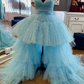 princess high low blue sparkle prom dress formal dress Y1339