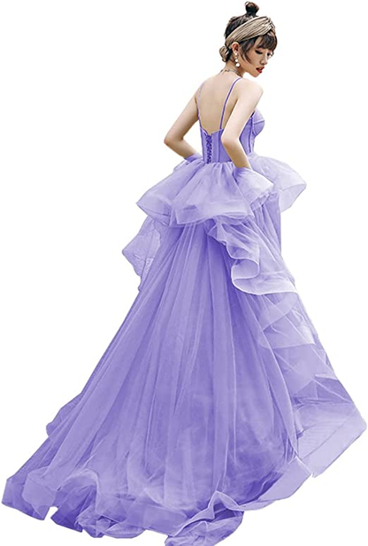Women's Tulle Spaghetti Straps Formal Evening Dress Y896