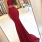 Elegant Burgundy Mermaid Lace Evening Dresses Y771