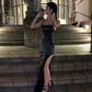 Black Spaghetti Straps Evening Dress Sexy Prom Dress Y427