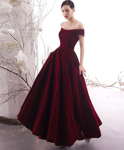 Simple Burgundy Long Prom Dress Burgundy Evening Dress Y1428