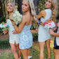 Blue Strapless Short Homecoming Dress,Summer Outfit Dress  Y1517