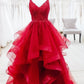 Spaghetti Straps A-line Prom Dresses Tulle Beaded Gowns Y1262