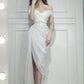 Charming Off The Shoulder White Party Dress With Pleated,Elegant White Prom Dress  Y1141