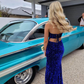 Sexy Royal Blue Long Prom Dresses,Sparkly Sequins Special Occasion Formal Gowns Y1299