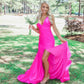 Generous Hot Pink Mermaid Prom Dress With Side Split Y964