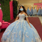 Light blue ball gown with appliques sweet 16 dress Y283