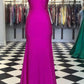 Mermaid Spaghetti Straps Fuchsia Prom Dress Elegant Evening Dress Y730