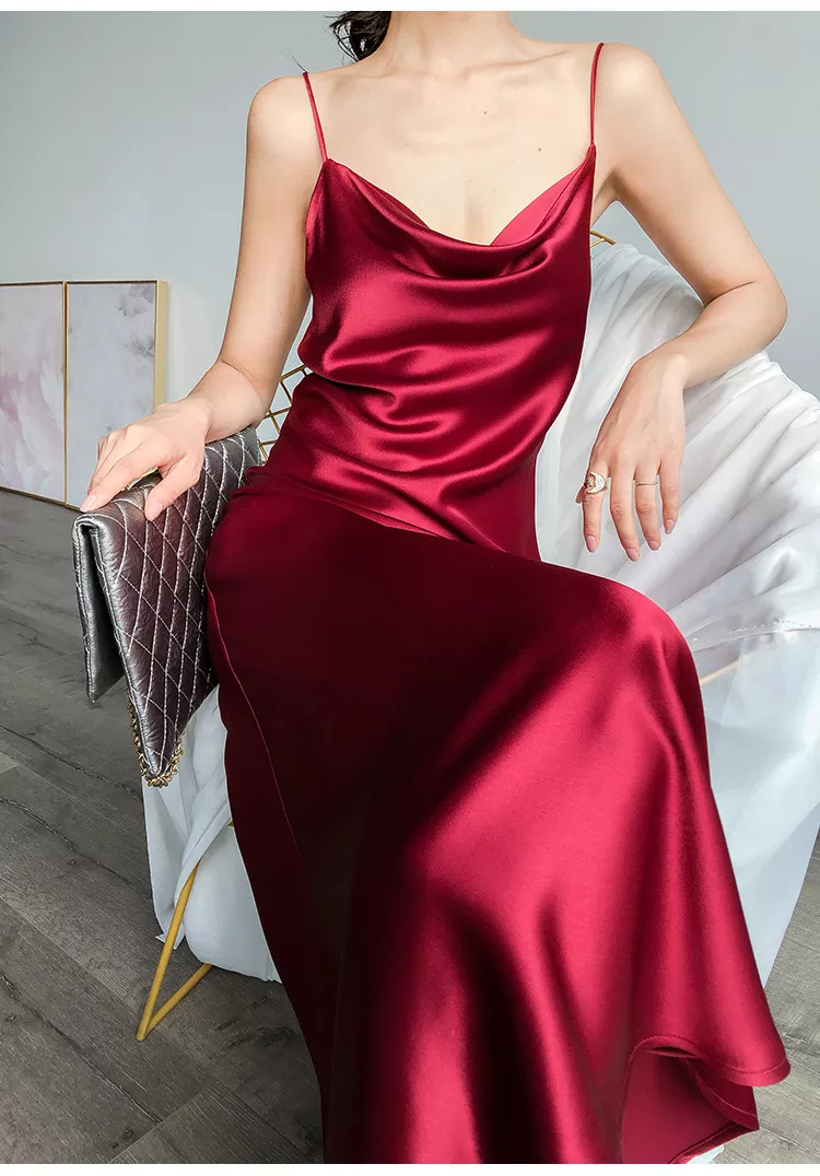 Sexy Spaghetti Straps Silk Prom Dress,Bridesmaid Dress Y1357