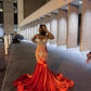 New Arrival Orange Mermaid Prom Dresses Black Girls Formal Party Dress Y66