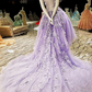Hi-low Party Dress Lace Appliques Purple Prom Dress Y1077