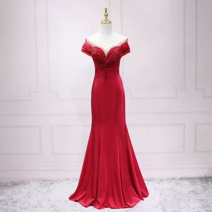 Red Mermaid Satin Evening Dress Charming Evening Dress s14