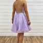 A-Line Lavender Plunge V Short Homecoming Dress Y931